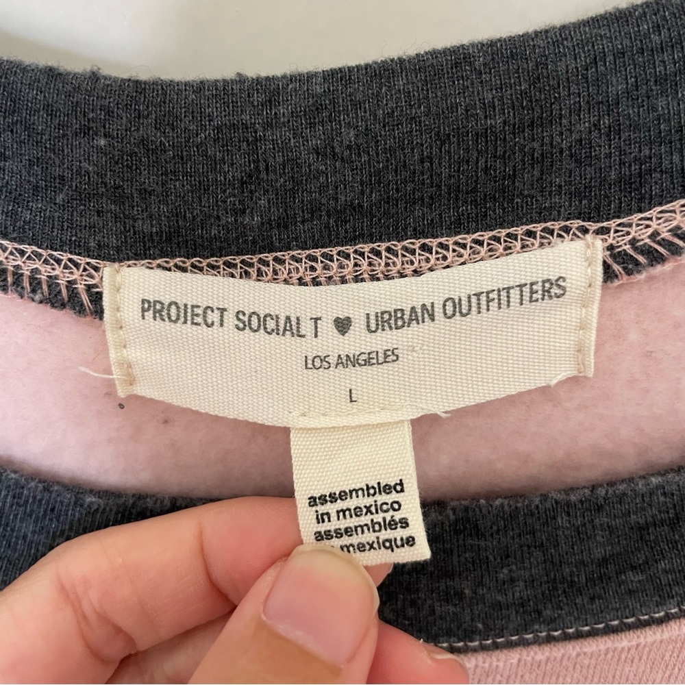 Project Social T Pink and Charcoal Crew Neck Sweater - Picture 2 of 3